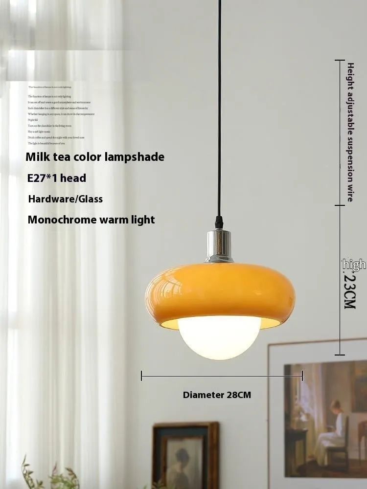 Bauhaus pendant light with three egg tart glass shades in milk white finish