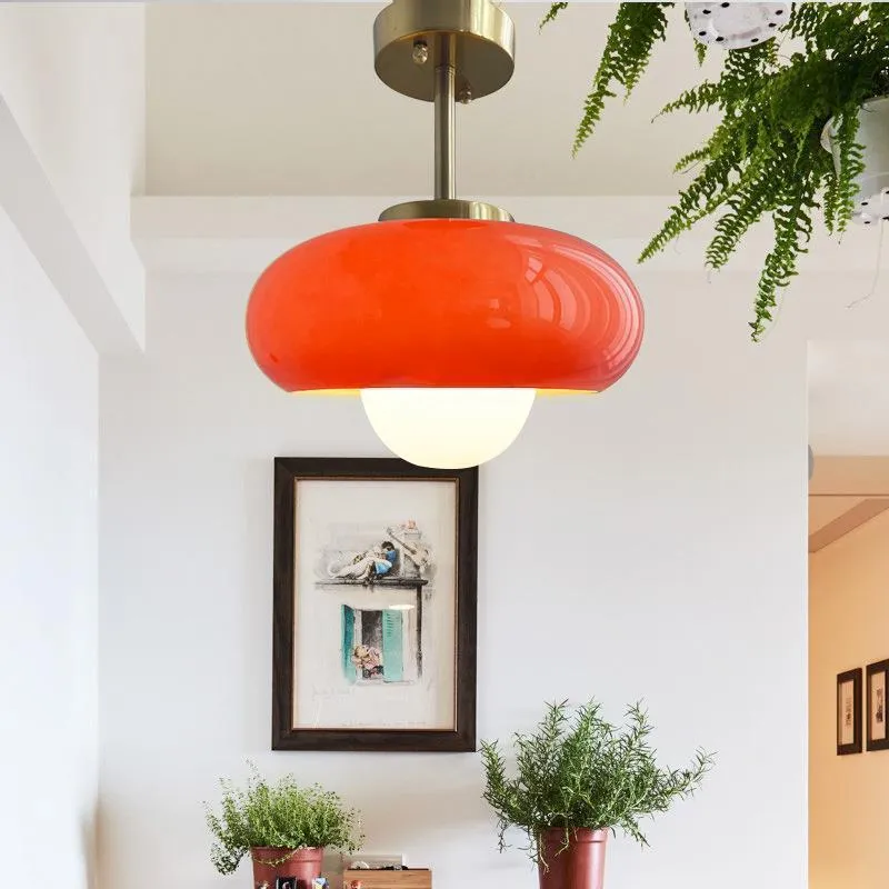 Bauhaus pendant light with three egg tart glass shades in milk white finish