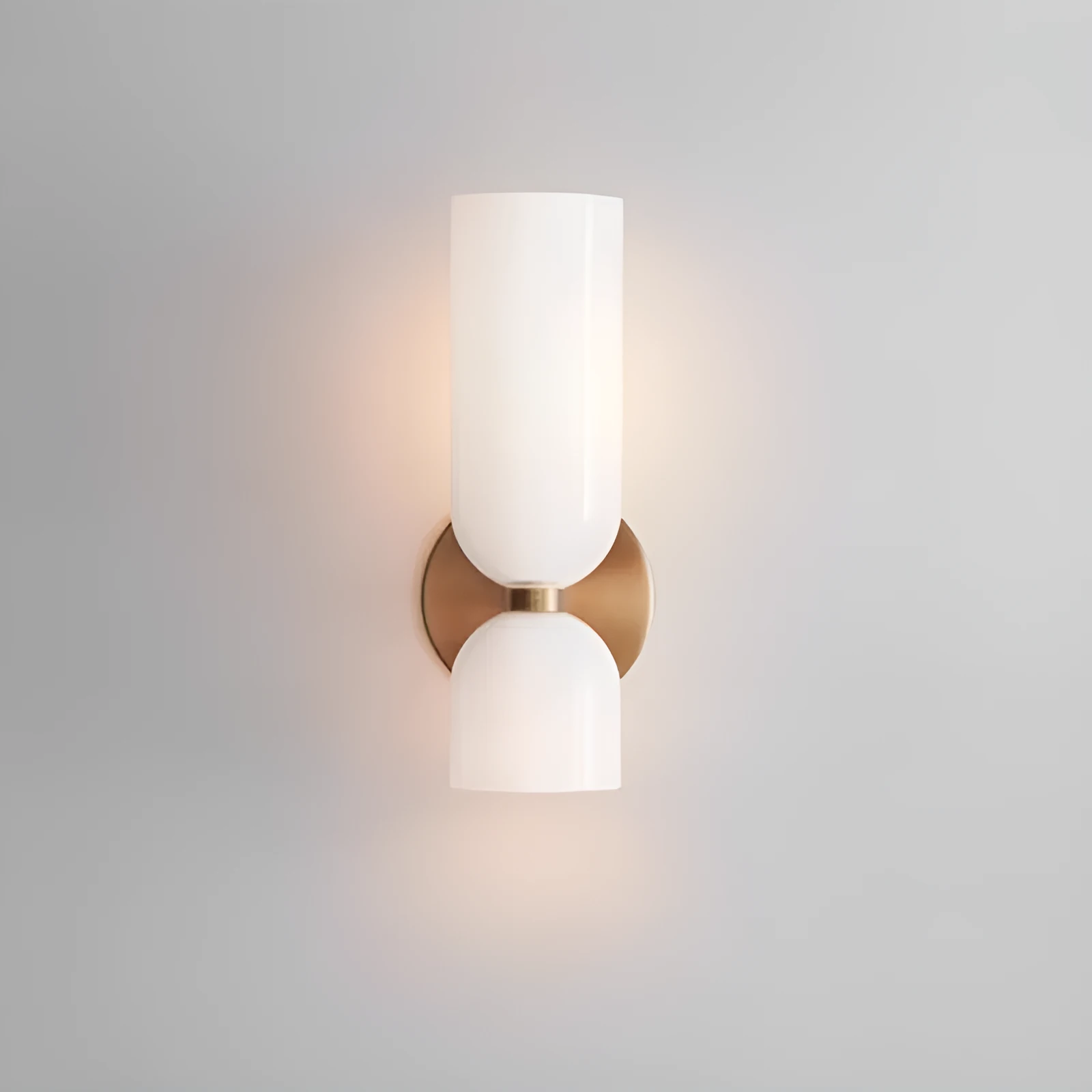 Nordic glass wall lamp with white light on a living room background wall
