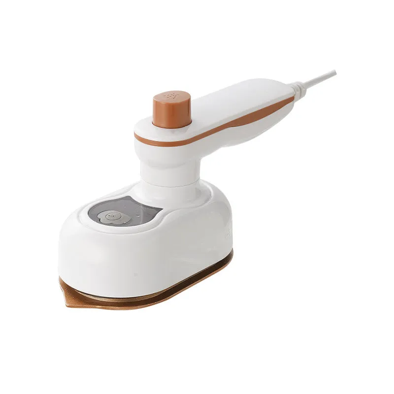 Mini garment steamer in white with plastic body, 38W power, and single gear control
