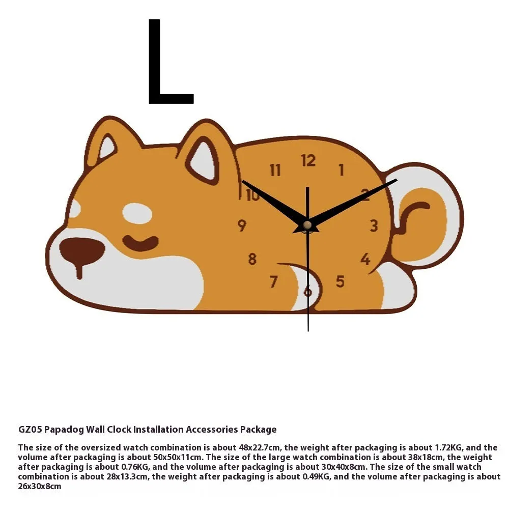 Cream style noiseless wall clock with cat design frameless poplar frame 48x38.4cm
