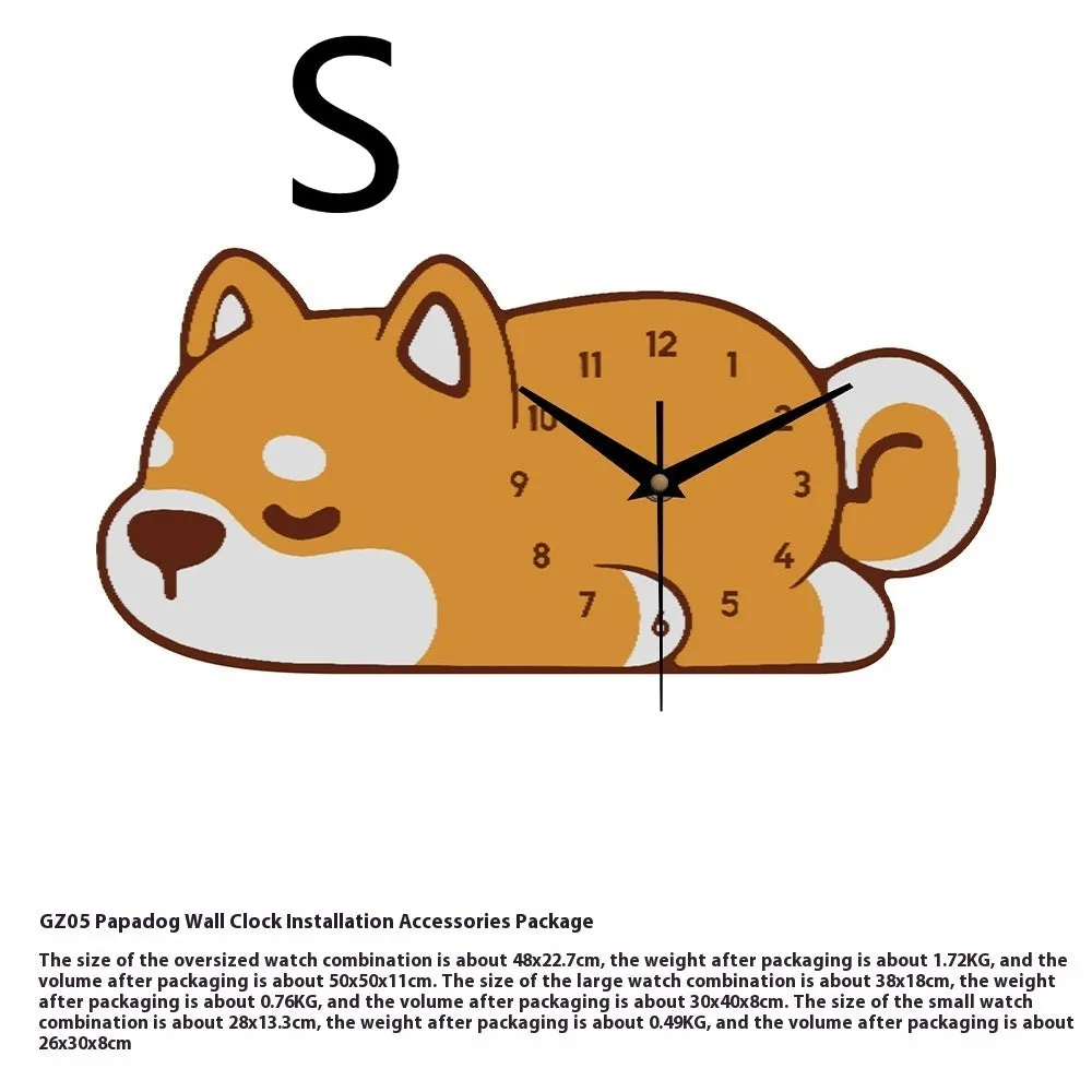 Cream style noiseless wall clock with cat design frameless poplar frame 48x38.4cm