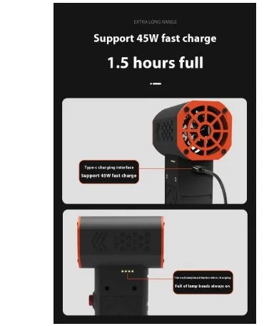 High-speed handheld cordless dust blower with aluminium alloy body, 500g wind pressure, 7.6x23.1x4.8cm size