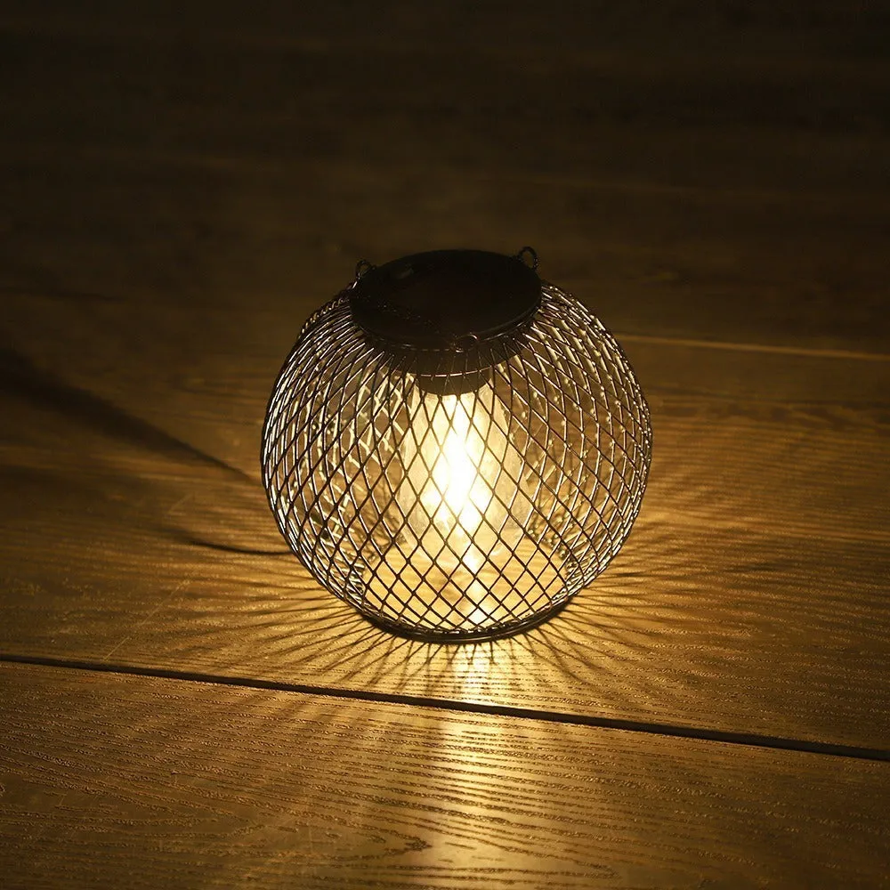 Outdoor hollow-out iron lantern super bright ceiling lamp cylindrical flat iron shape for garden courtyard decoration