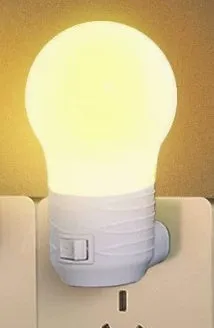 Plug-in bedside baby night light with round design in white, blue or pink shell colours
