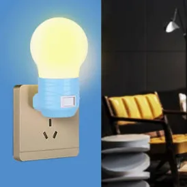 Plug-in bedside baby night light with round design in white, blue or pink shell colours