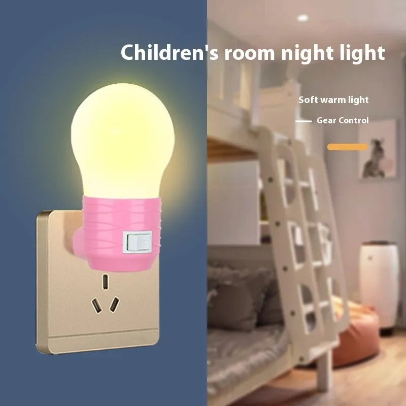 Plug-in bedside baby night light with round design in white, blue or pink shell colours