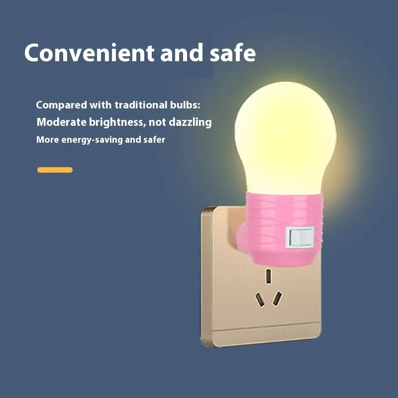 Plug-in bedside baby night light with round design in white, blue or pink shell colours