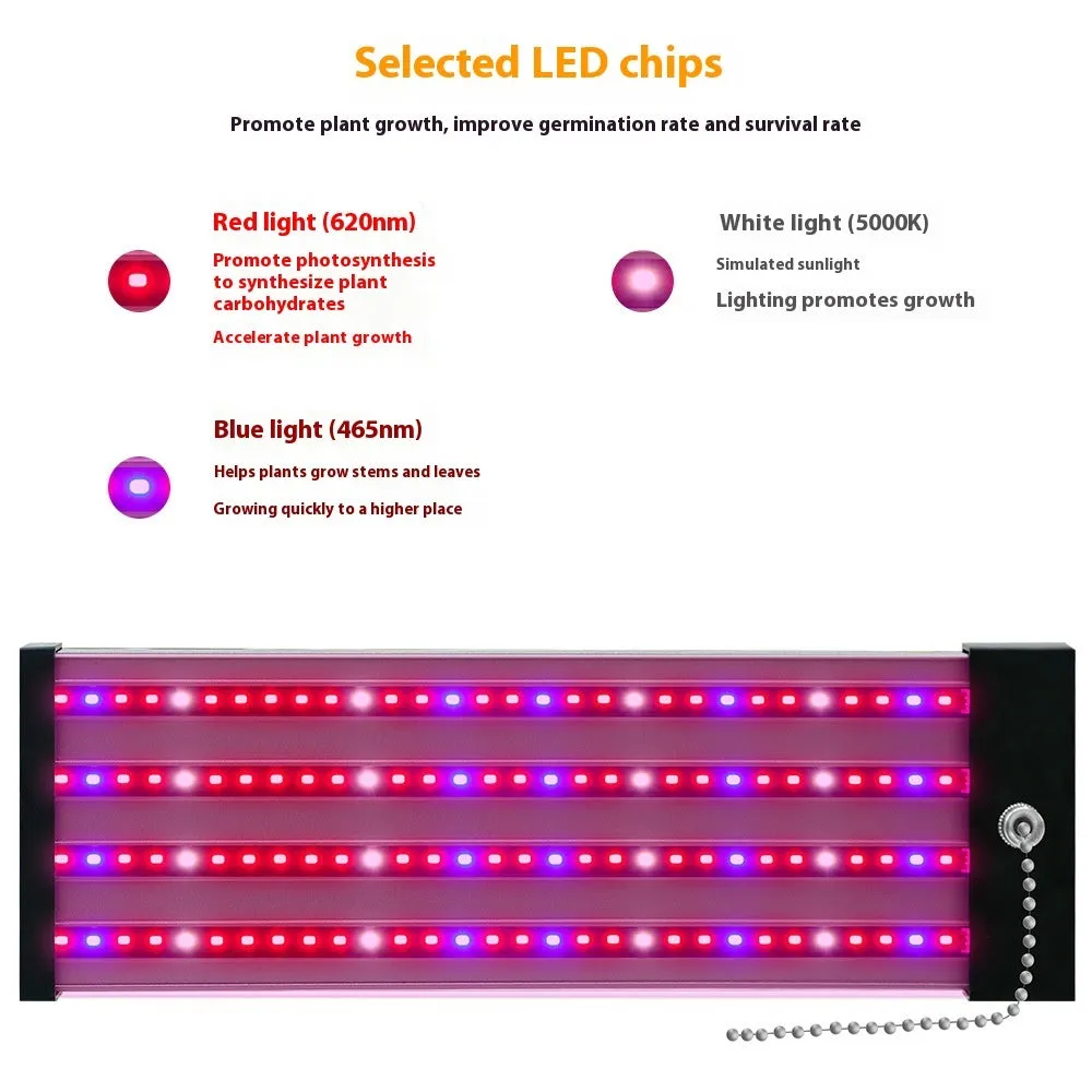 Full spectrum LED grow light bar with 384 lamp beads for indoor succulent and hydroponic plants, PC shell, UK plug