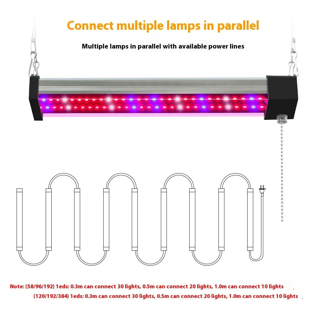 Full spectrum LED grow light bar with 384 lamp beads for indoor succulent and hydroponic plants, PC shell, UK plug