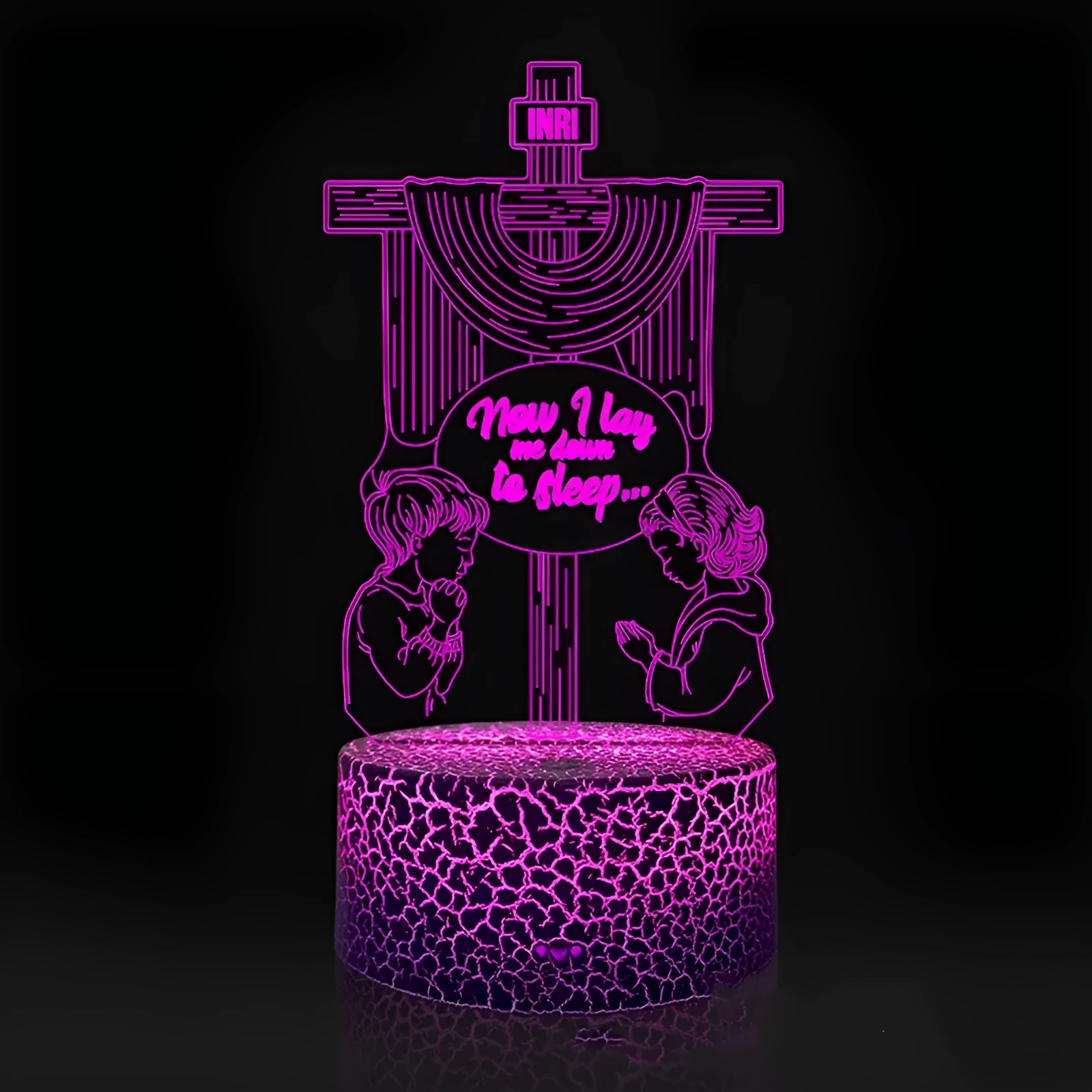 Angel Jesus 3D small night lamp with acrylic shade, touch control switch, compact 165mm x 125mm, plug-in power