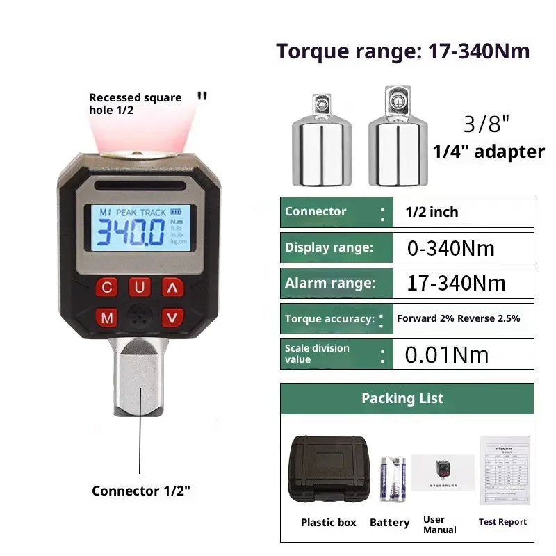 Digital torque meter 17-340 Nm high precision torque tester 6-piece set with digital display