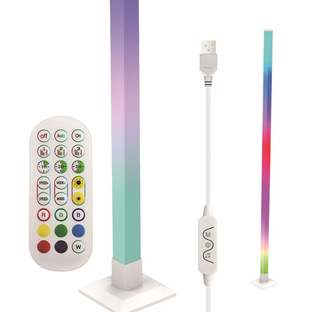 Corner floor colour-changing LED lamp with remote control in a modern simple style, 120cm length