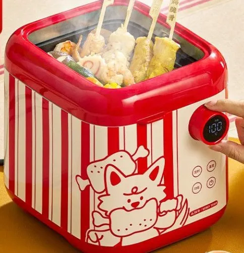 Multifunctional mini smart electric cooker with ceramic inner pot and LCD display