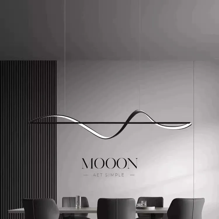 Italian minimalist line aluminium chandelier in black finish with three tone light for dining room