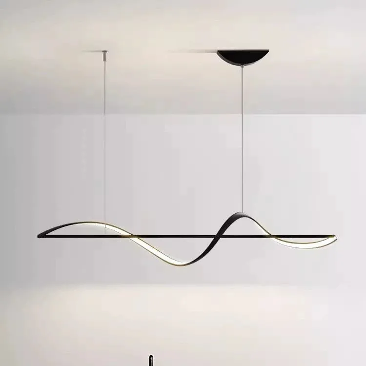 Italian minimalist line aluminium chandelier in black finish with three tone light for dining room
