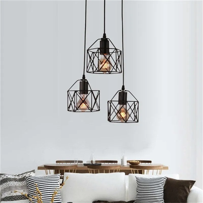 Country style decorative light with iron shade and push button switch for home lighting