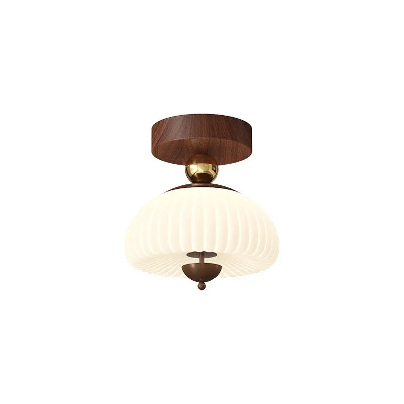 Antique glass ceiling lamp with remote control tricolor light for bedroom modern simplicity style