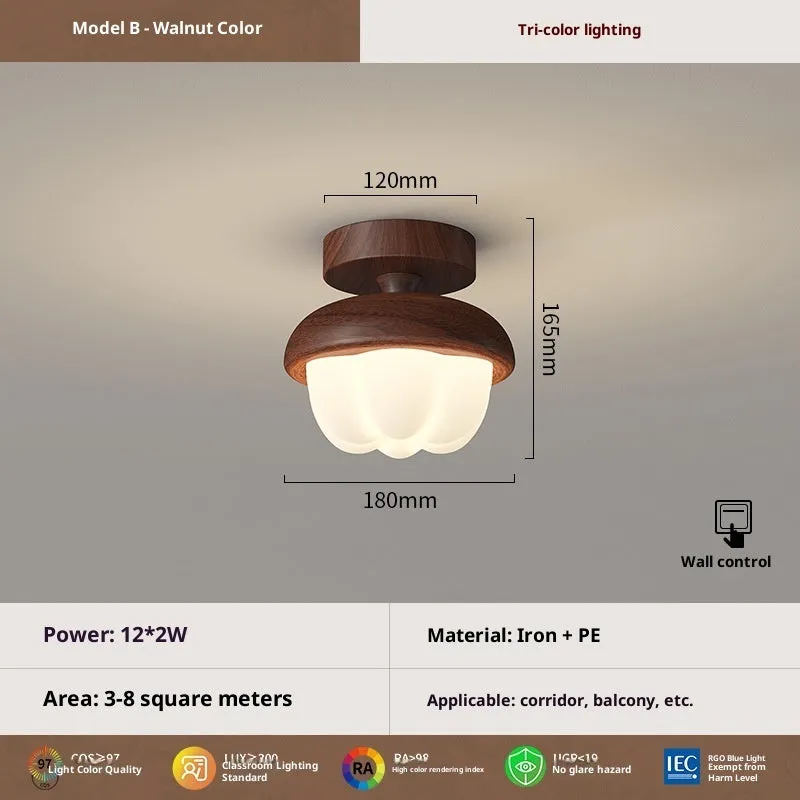 Antique glass ceiling lamp with remote control tricolor light for bedroom modern simplicity style