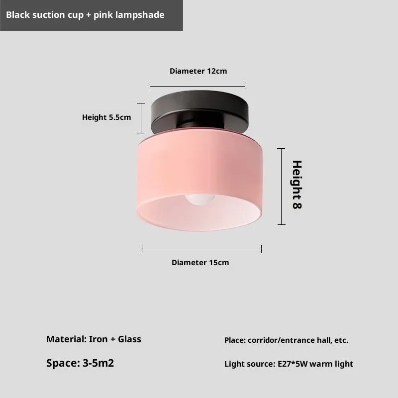 Creative Nordic mid-ancient style ceiling lamp for corridor with black suction cup base and colour options
