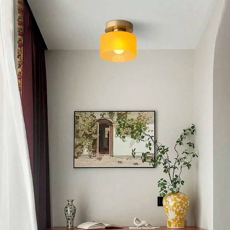Creative Nordic mid-ancient style ceiling lamp for corridor with black suction cup base and colour options