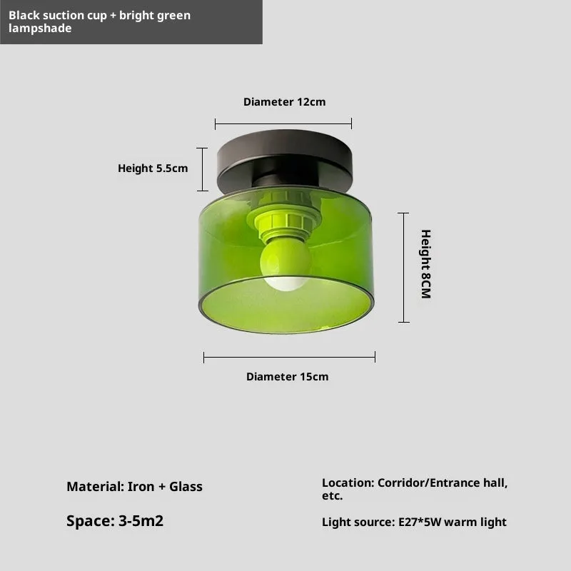 Creative Nordic mid-ancient style ceiling lamp for corridor with black suction cup base and colour options
