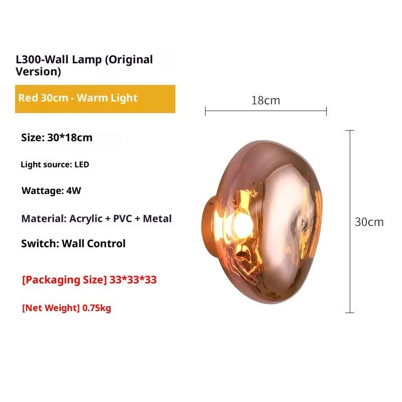 Modern creative staircase bar lava wall lamp with acrylic shade in gold colour warm light