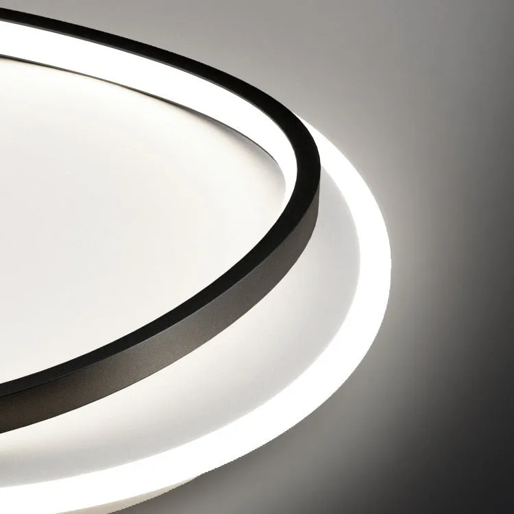 Round ultra-thin bedroom ceiling lamp 50cm in black finish with full spectrum LED