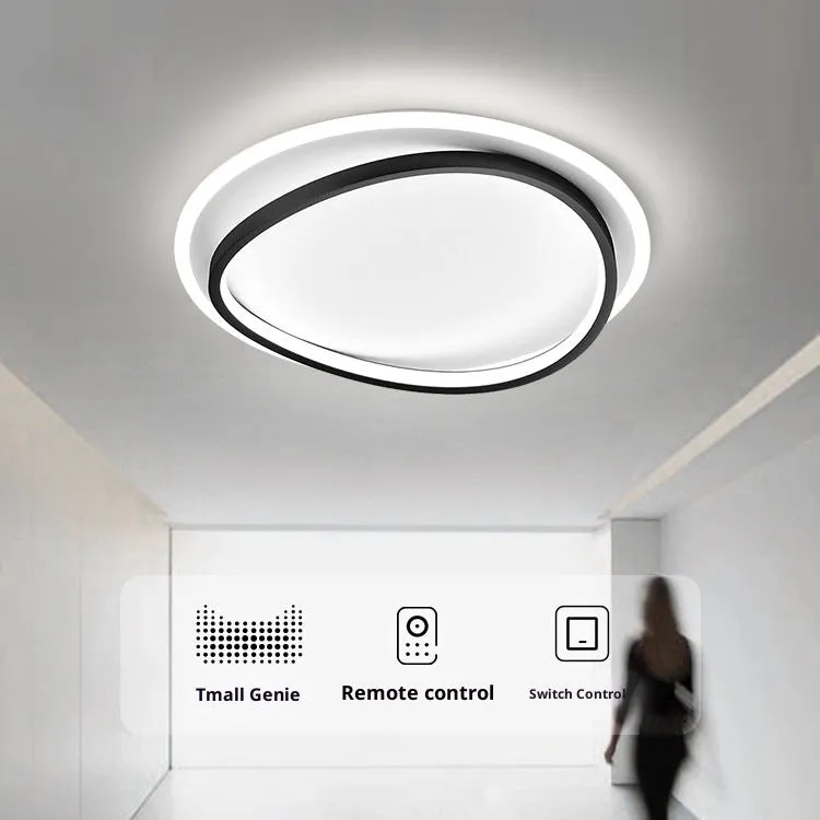 Round ultra-thin bedroom ceiling lamp 50cm in black finish with full spectrum LED