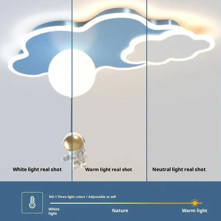 Round blue starry sky ceiling lamp with remote control for kids bedroom