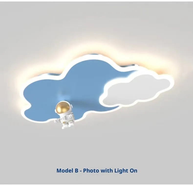 Round blue starry sky ceiling lamp with remote control for kids bedroom