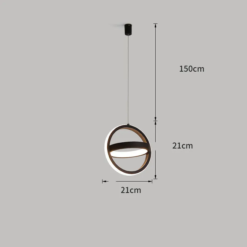 Modern geometric pendant bedside lamp with remote control in black or white with round, square or triangular shade