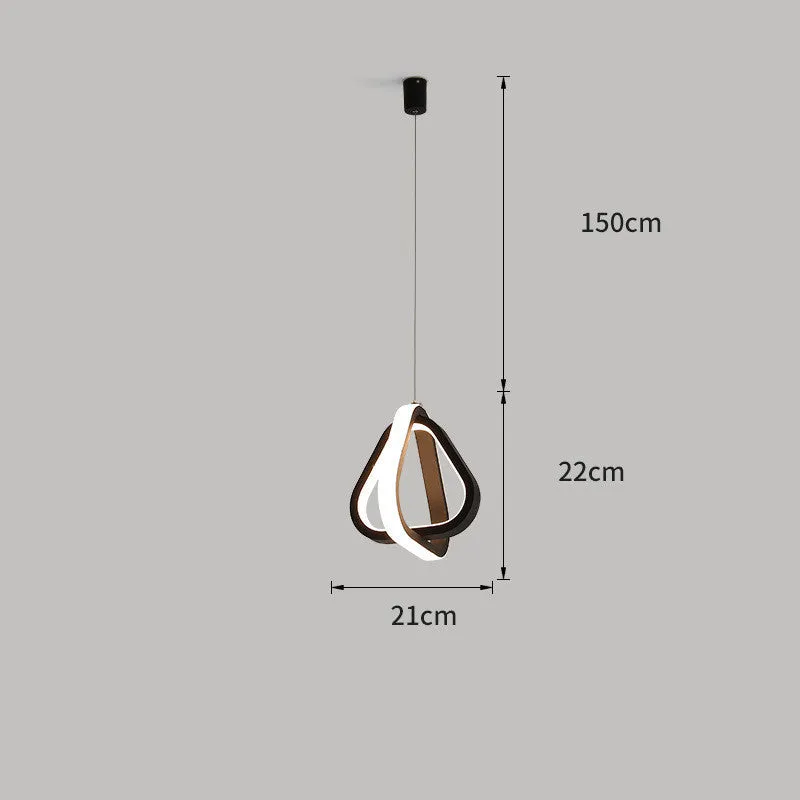 Modern geometric pendant bedside lamp with remote control in black or white with round, square or triangular shade