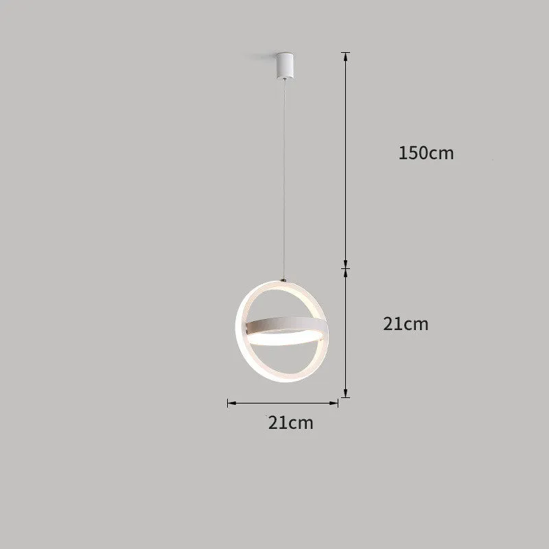 Modern geometric pendant bedside lamp with remote control in black or white with round, square or triangular shade