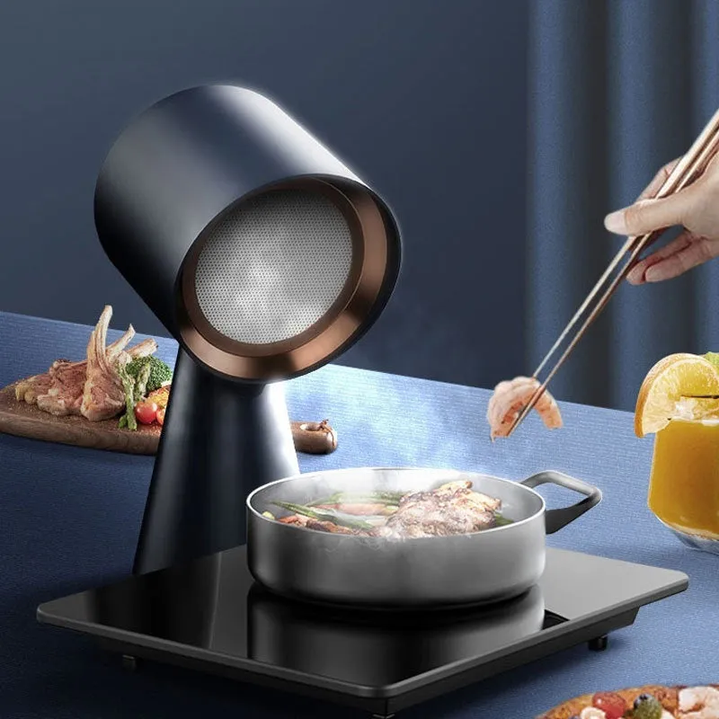 Desktop exhaust hood in black stainless steel for barbecue and hot pot use