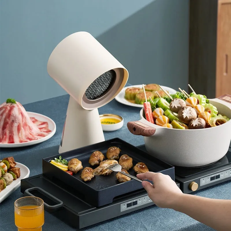 Desktop exhaust hood in black stainless steel for barbecue and hot pot use