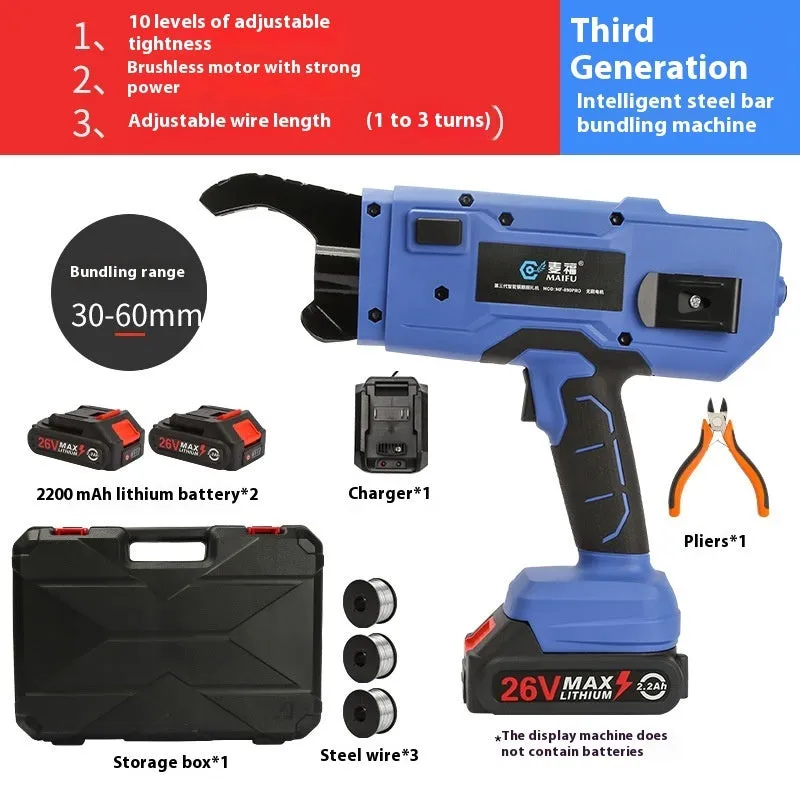 Electric steel bar tying machine for construction site rebar binding with battery and charger