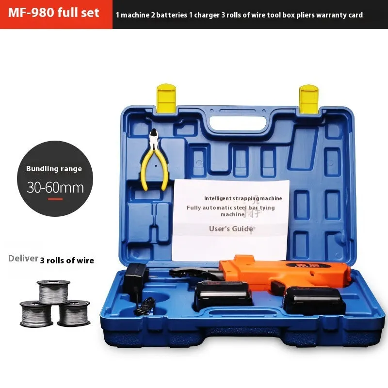Electric steel bar tying machine for construction site rebar binding with battery and charger