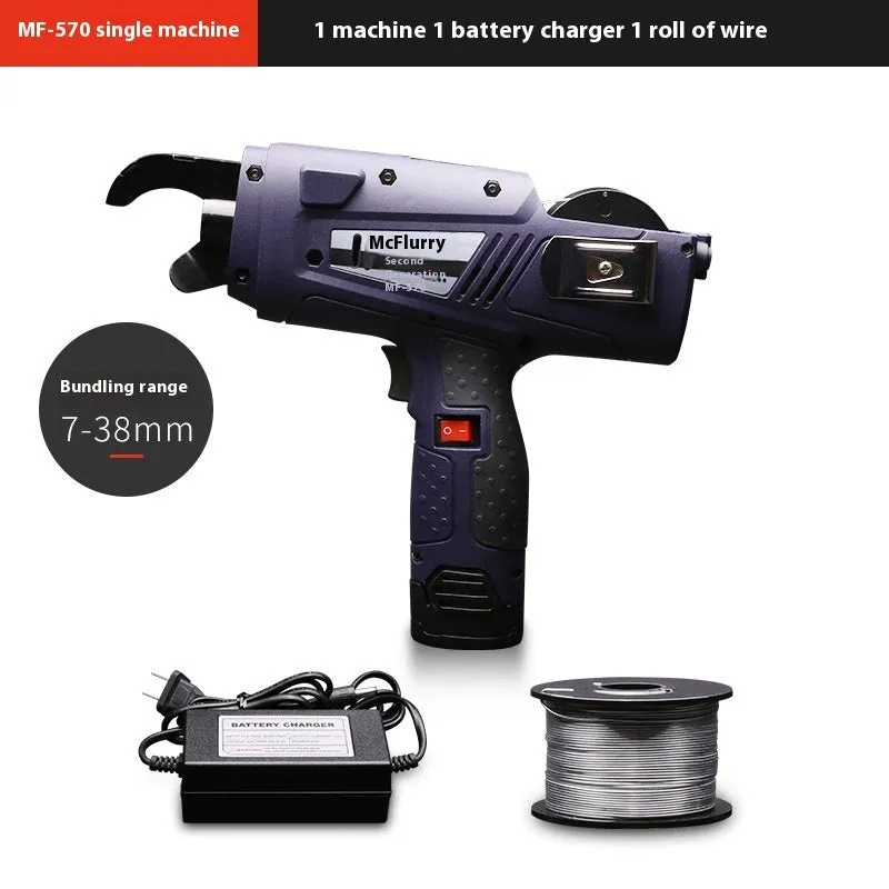 Electric steel bar tying machine for construction site rebar binding with battery and charger