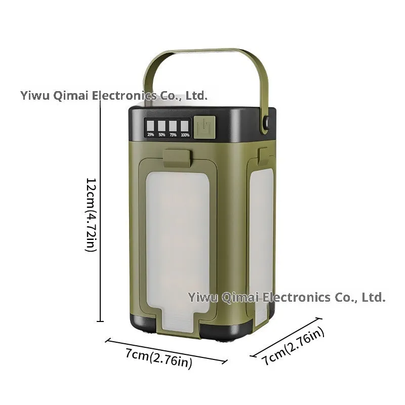 Multifunctional four-leaf folding solar camping light with press switch and 2000 mAh battery, 12x7x7 cm