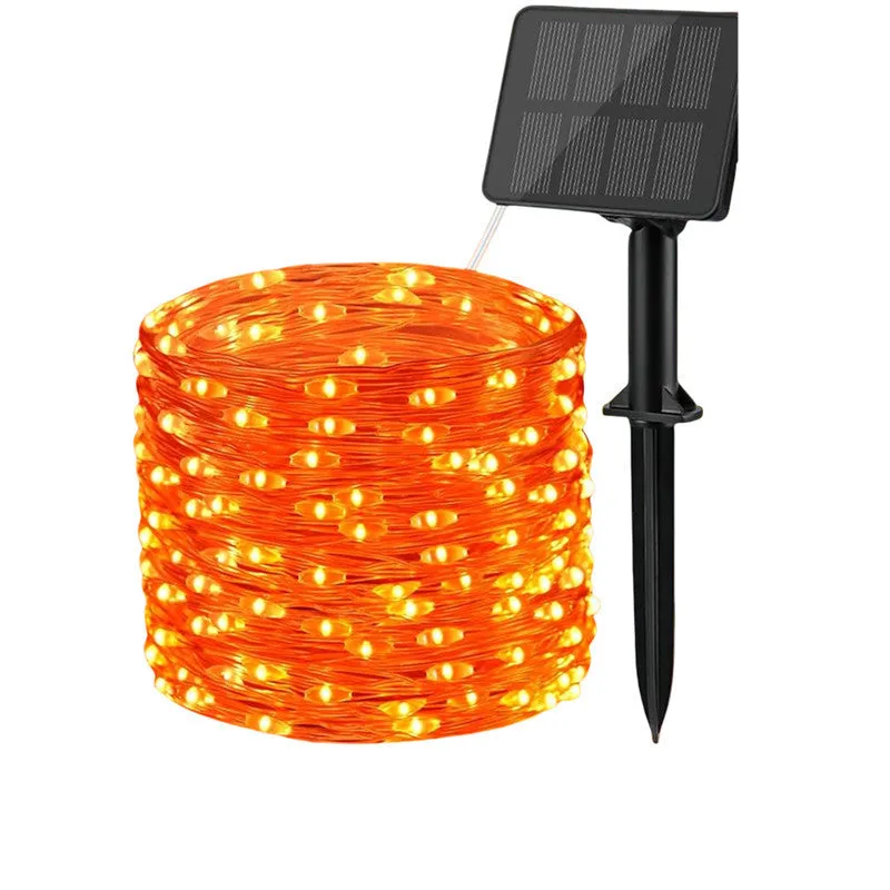 Waterproof solar courtyard Christmas ornamental festoon lamp in orange colour for holiday decoration