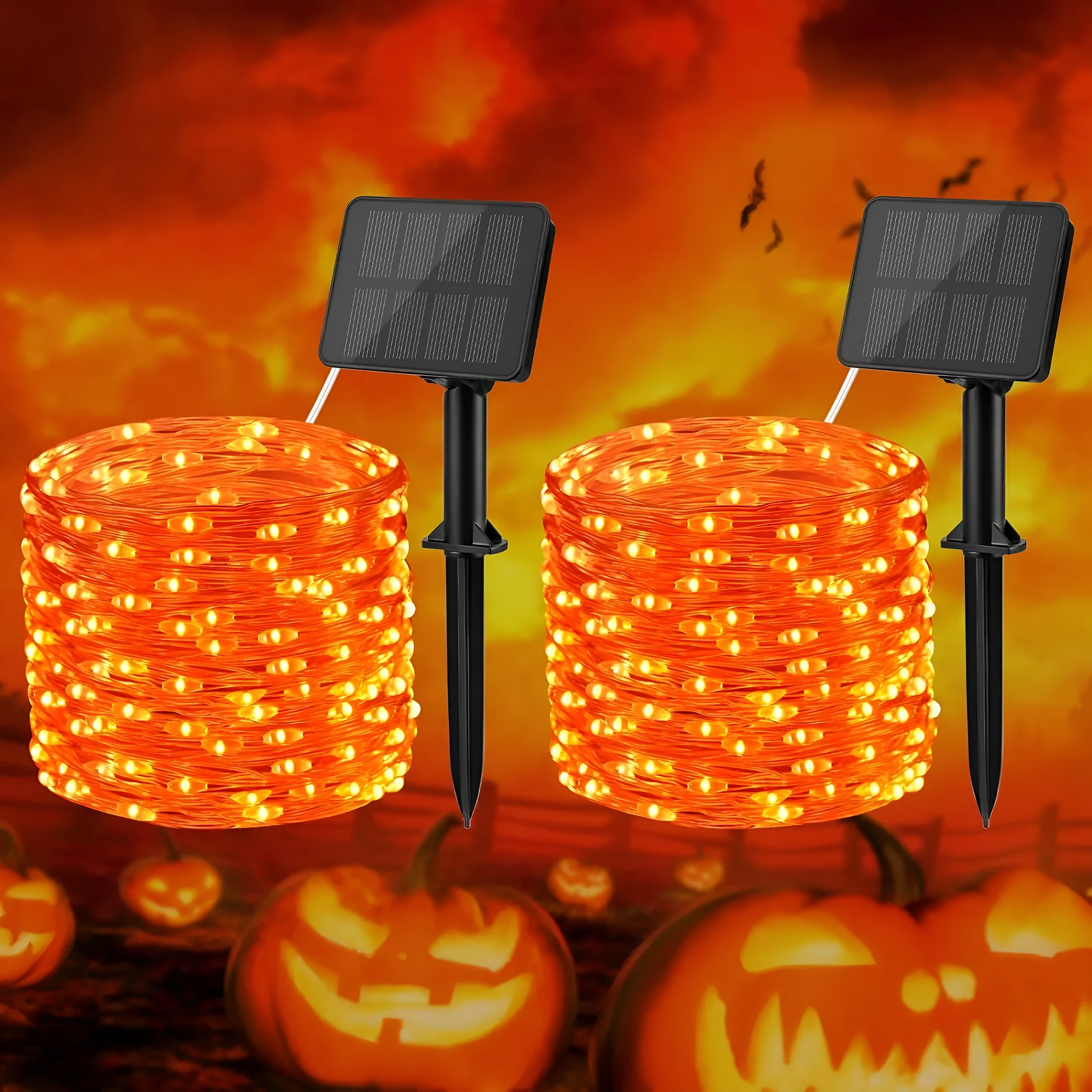 Waterproof solar courtyard Christmas ornamental festoon lamp in orange colour for holiday decoration