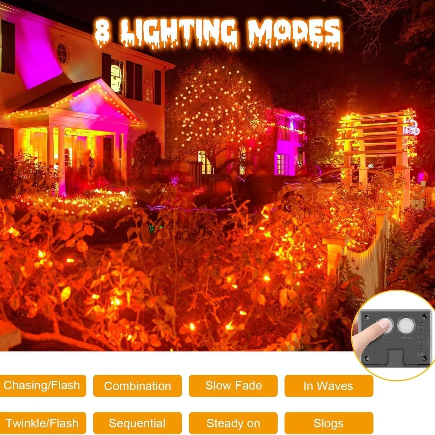 Waterproof solar courtyard Christmas ornamental festoon lamp in orange colour for holiday decoration