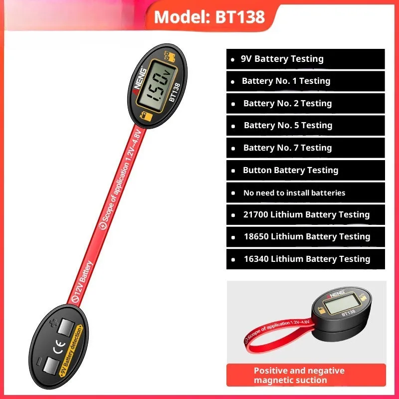 BT138 digital display battery detector small portable with magnetic backing and LCD screen