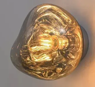 Creative retro corridor aisle ambience light in gold finish with warm glow, Alec shell construction