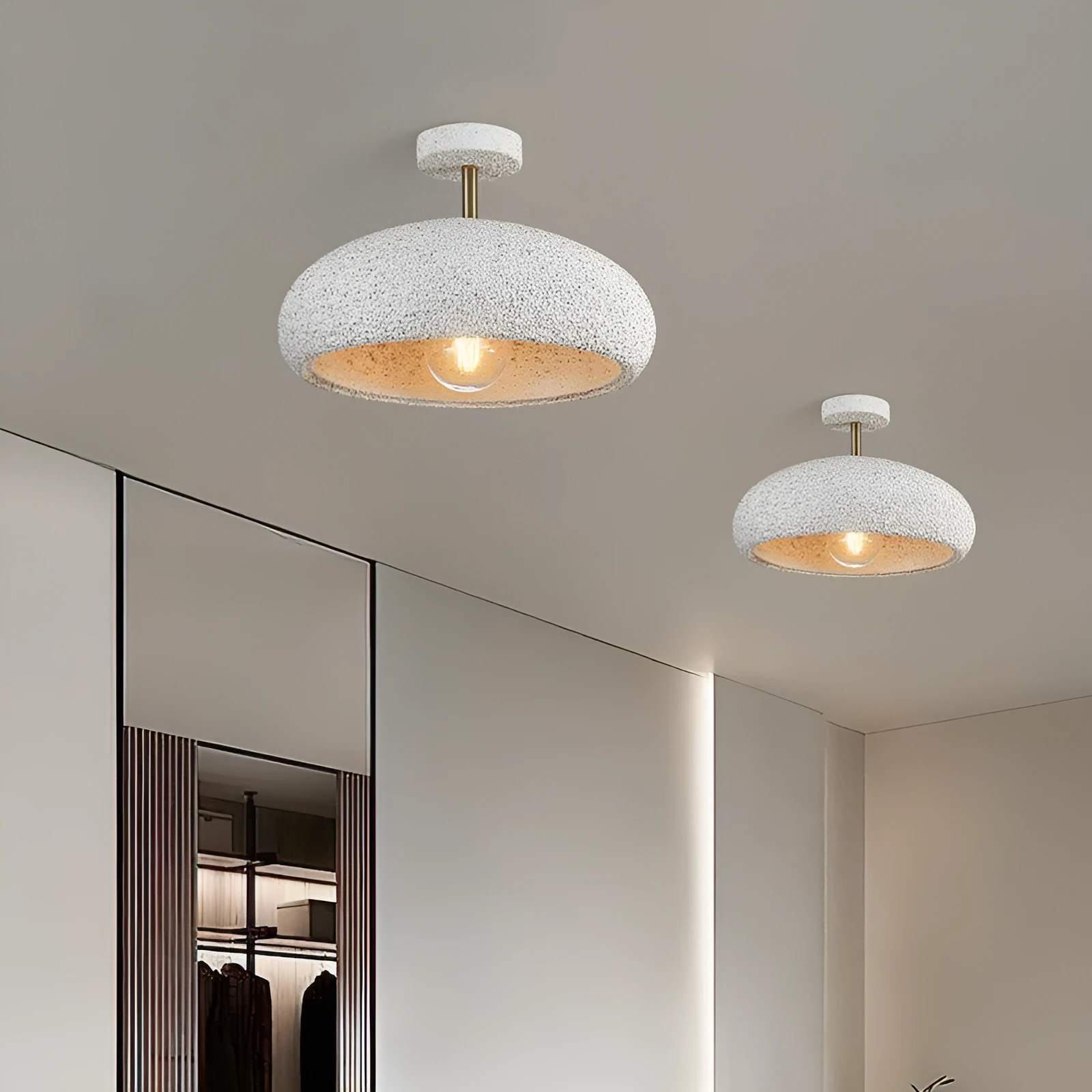 Nordic minimalism balcony light in modern mute style with 35cm plastic shade, Lithosporic White finish