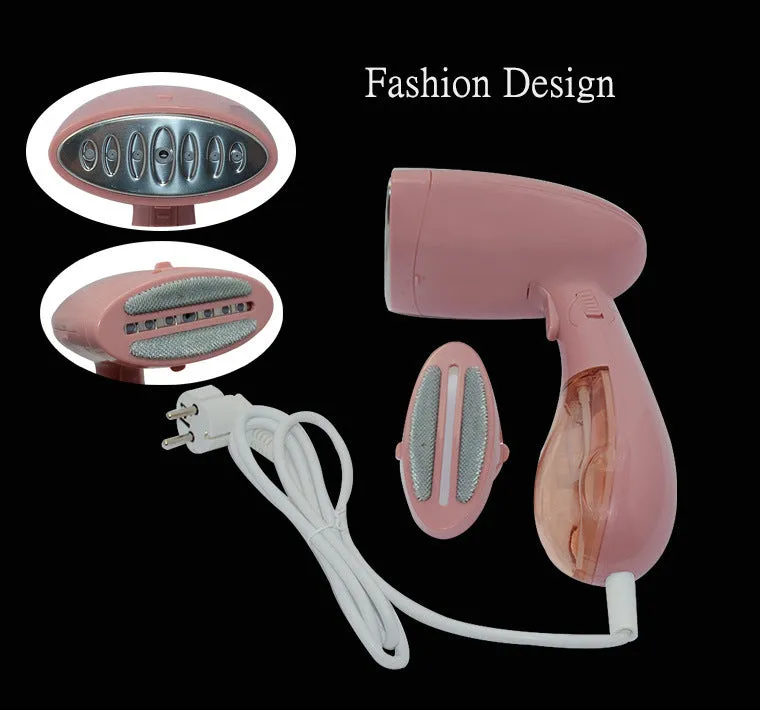 Pink Sokany portable steam ironing brush with detachable water tank and EU plug
