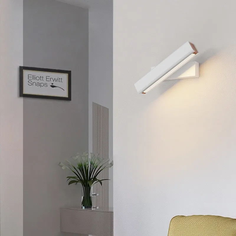 Modern minimalist rotating wall lamp with PC shade and iron body in black finish