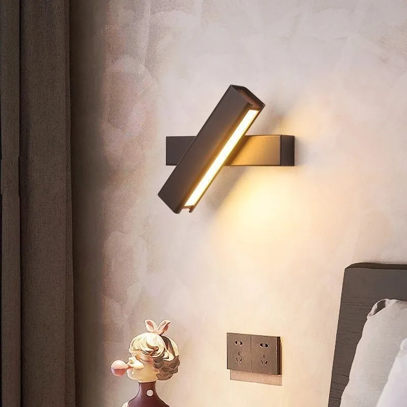 Modern minimalist rotating wall lamp with PC shade and iron body in black finish