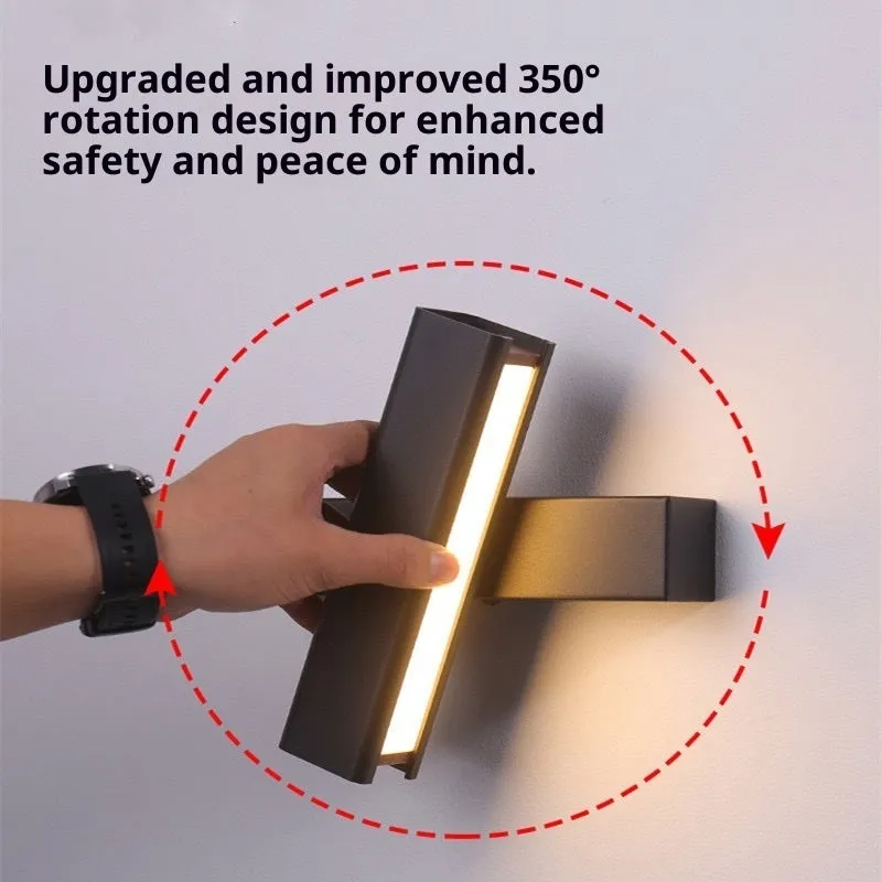 Modern minimalist rotating wall lamp with PC shade and iron body in black finish